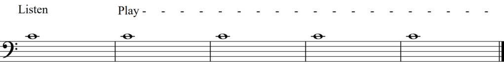 5 bars whole notes on middle C