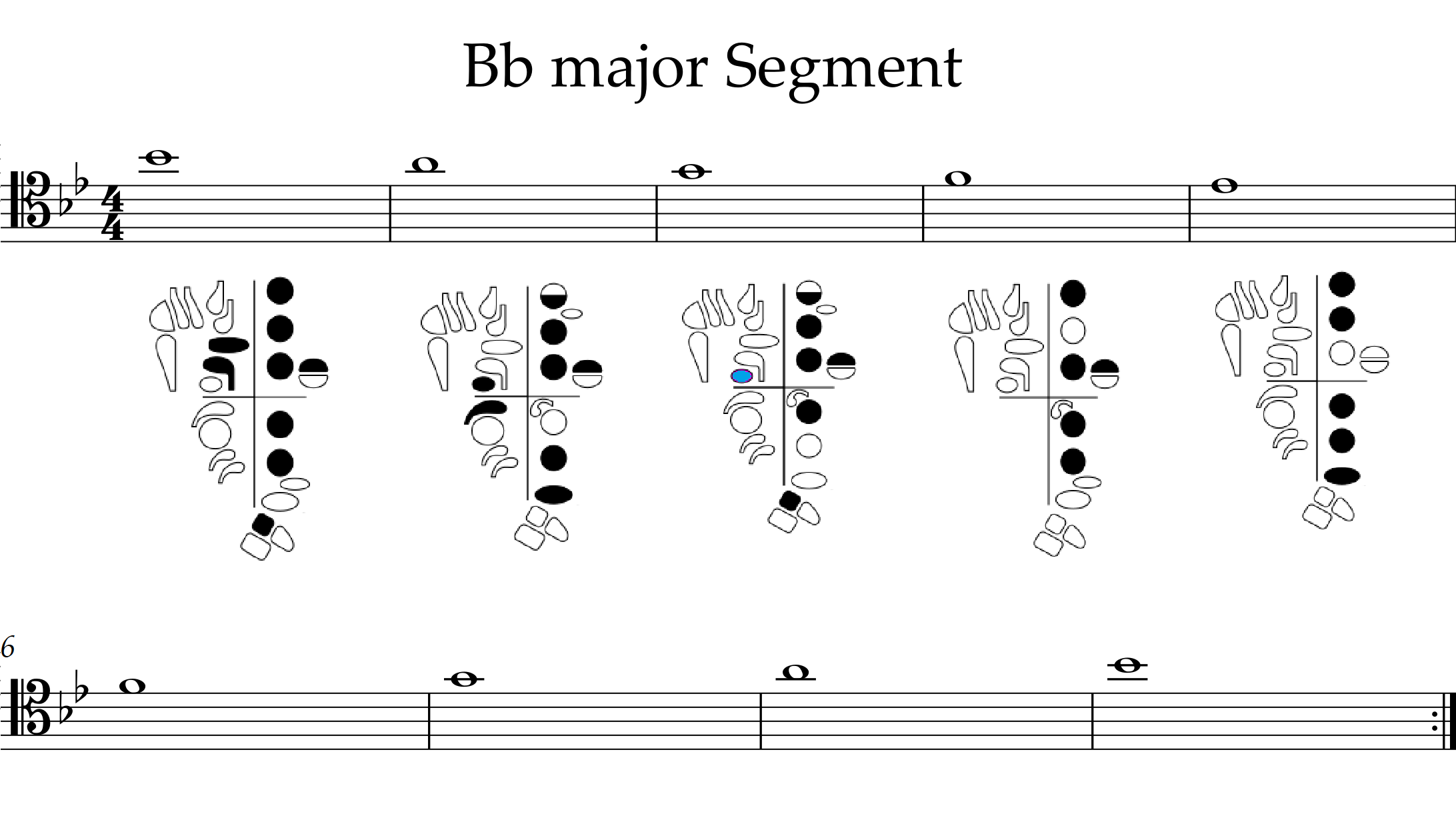 descending Bflat major scale segment high B flat to E flat with fingerings
