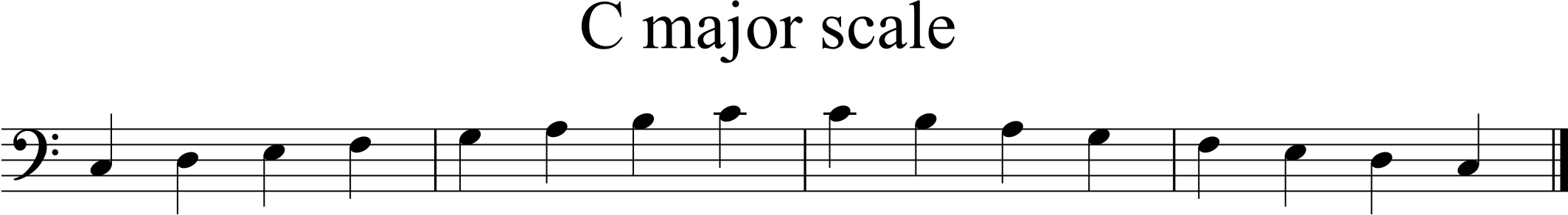 one octave C major scale in quarter notes
