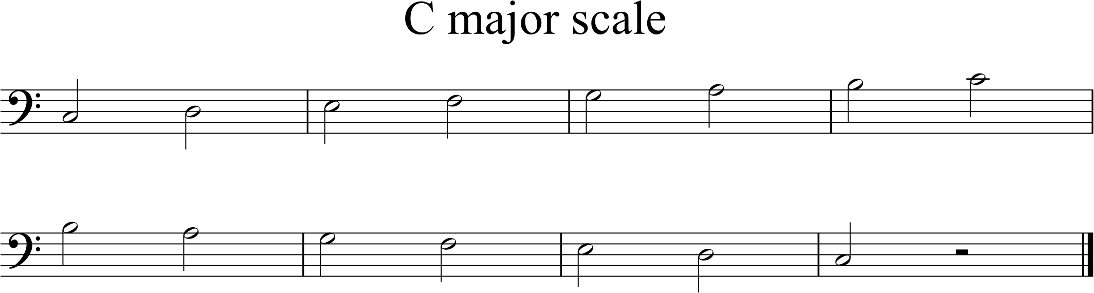 one octave C major scale in half notes