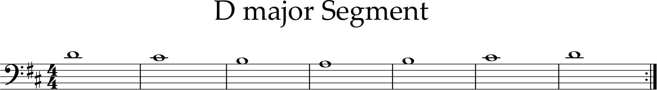 segment of D major scale using upper C-sharp