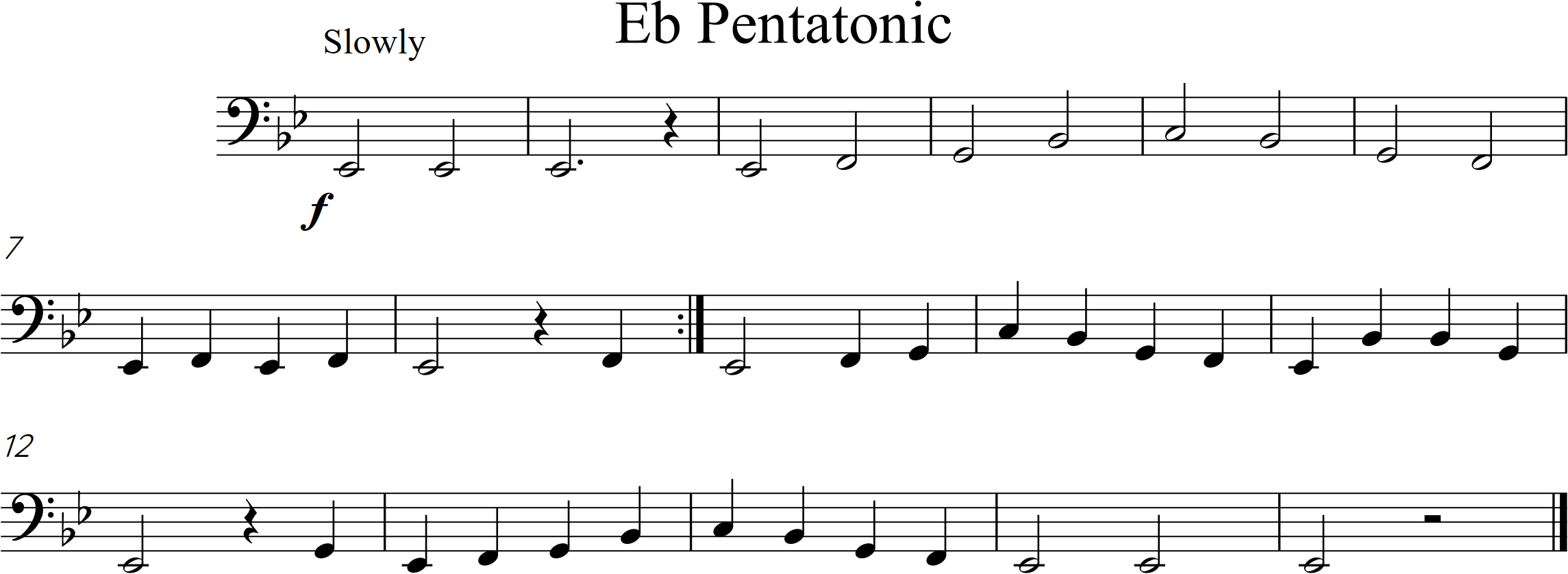 tune using pentatonic Eb scale, range low Eflat to C2