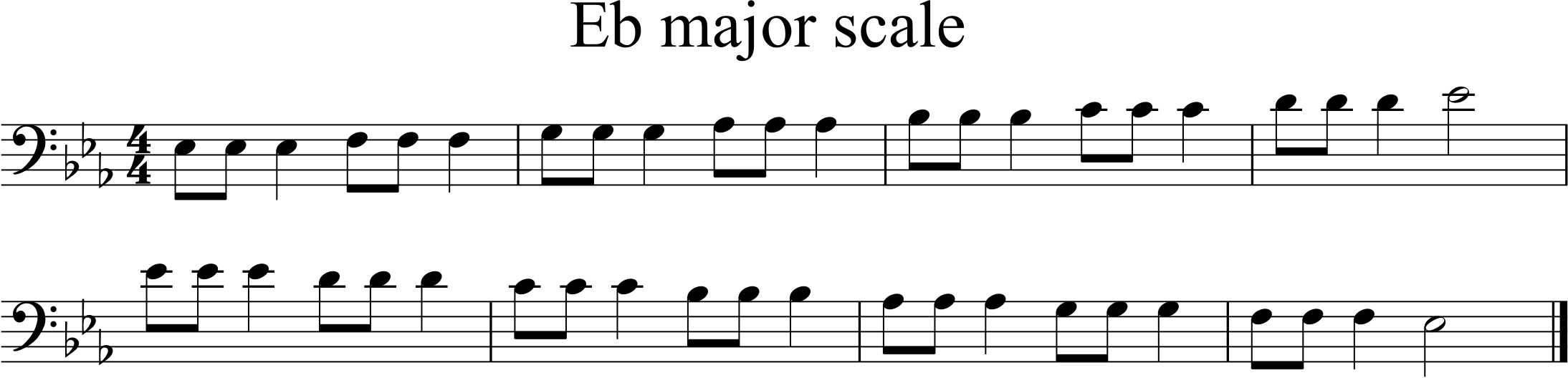 one octave Eb major scale middle to upper Eb