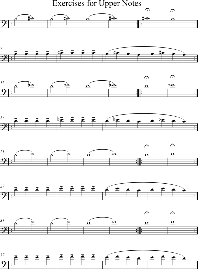 exercises for upper notes B to F
