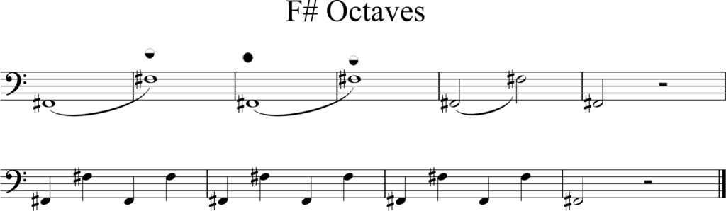 exercise playing low F-sharp to half-hole F-sharp