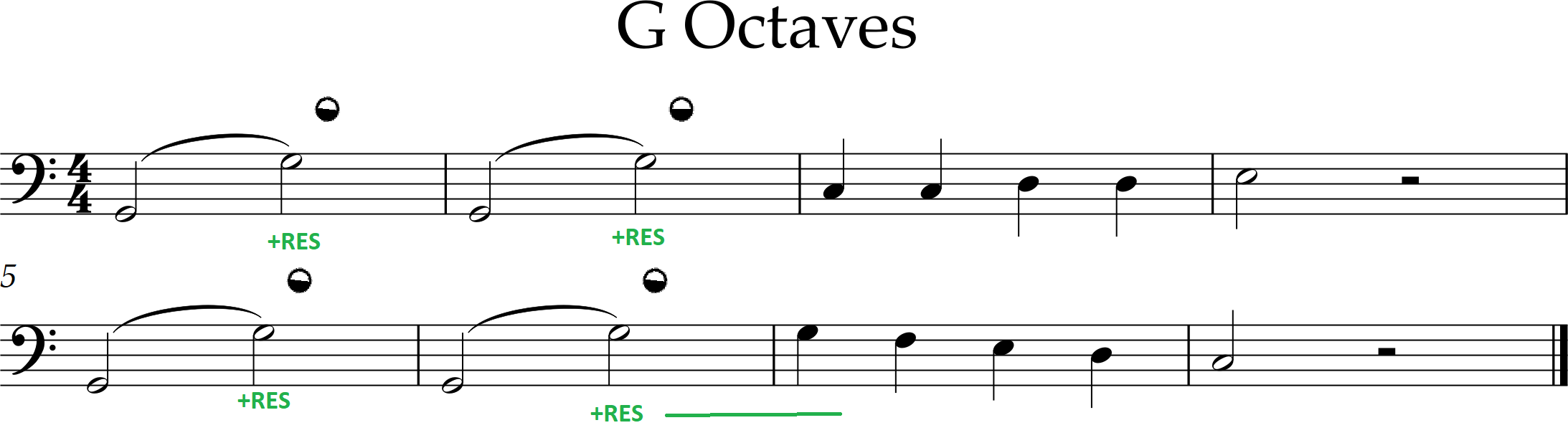 8 bar exercise with low and middle Gs