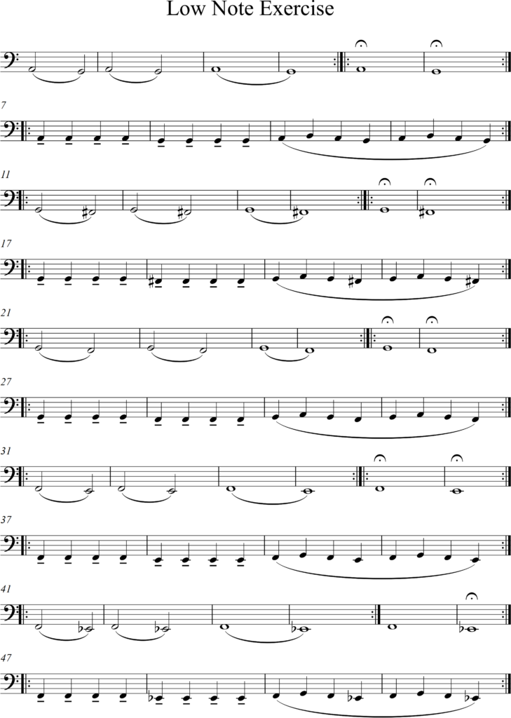 low note exercises page 1