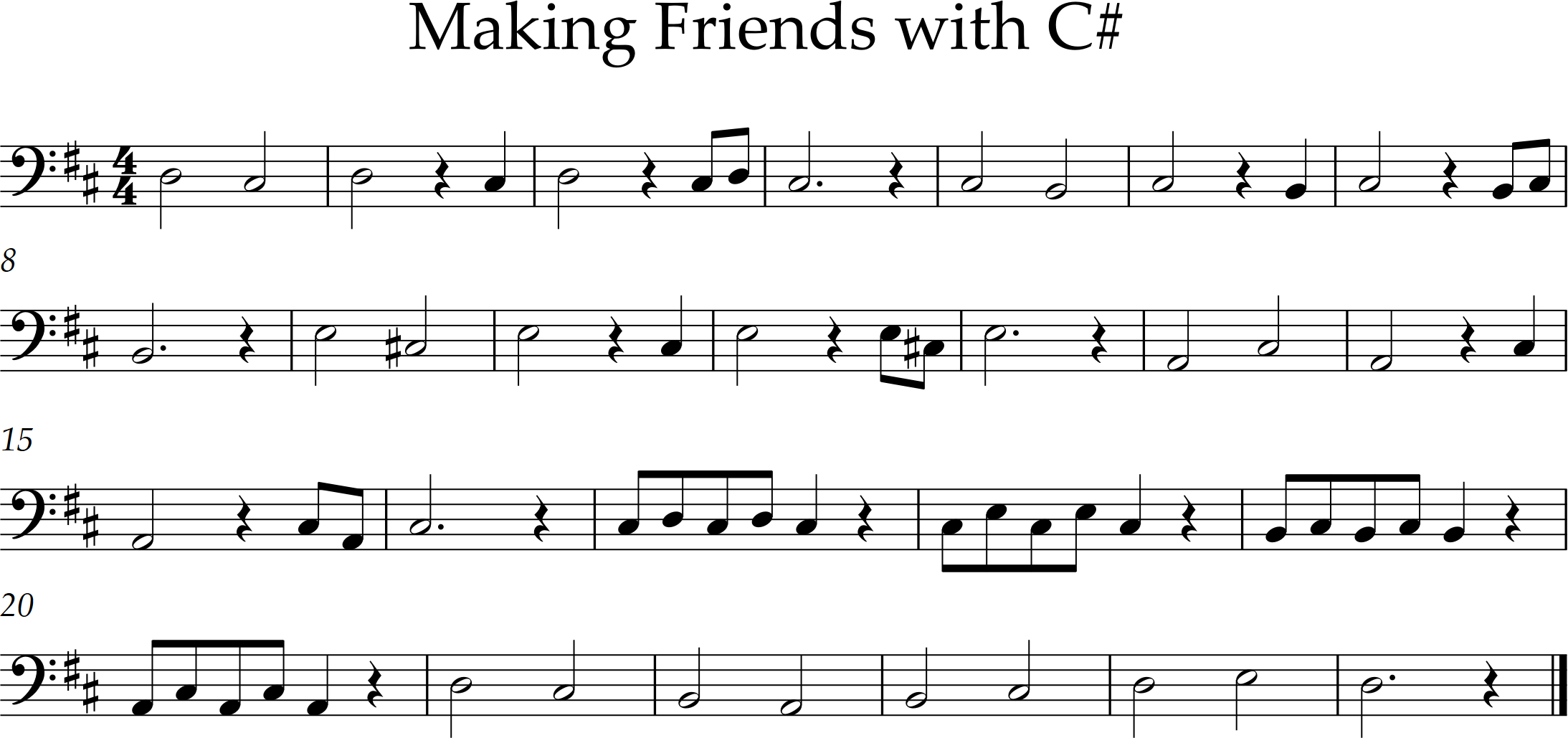25 bar exercise playing between C# and neighboring notes