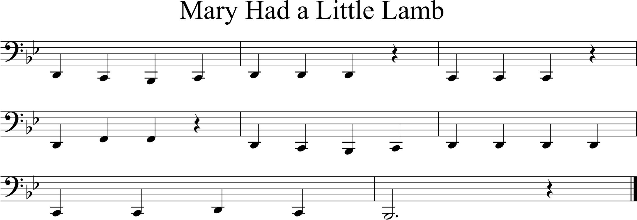 Mary Had a Little Lamb using low Bb starting on low D
