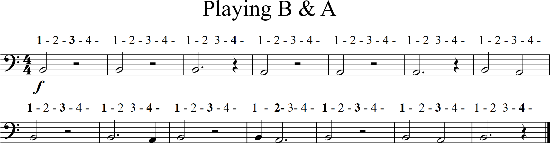 practice counting and playing middle B and low A