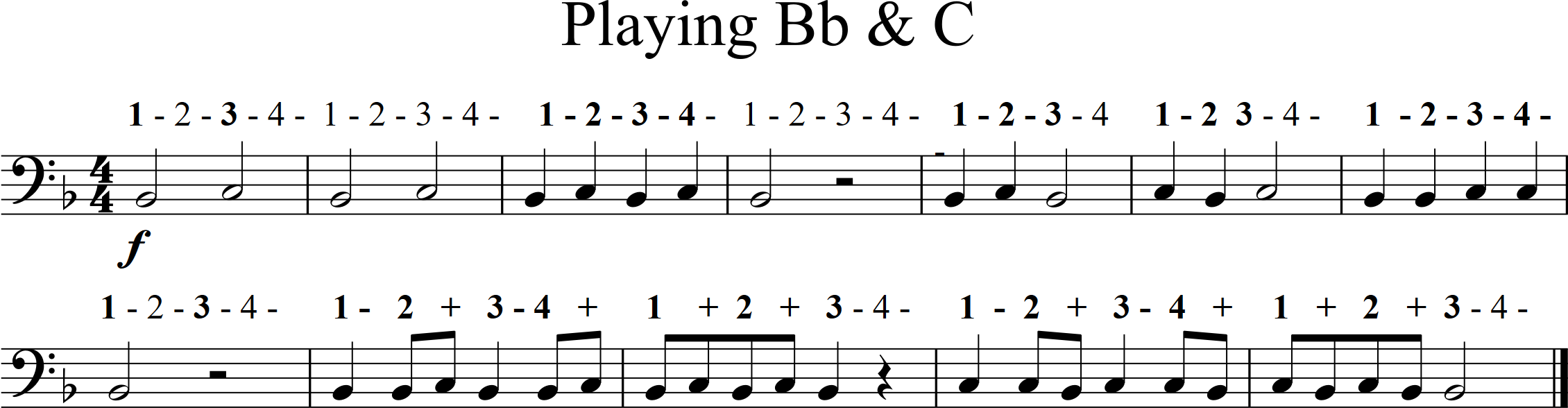 exercise playing middle B-flat and middle C