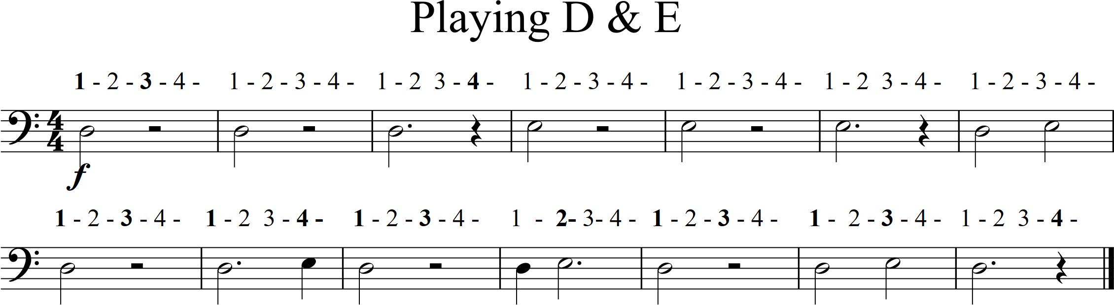 14 bar exercise using D and E