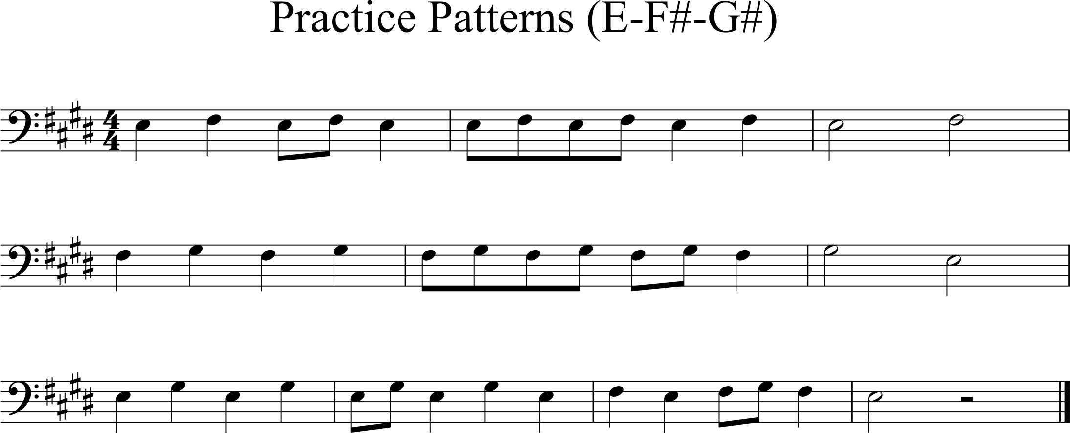exercise moving between middle E, F- sharp, and G-sharp