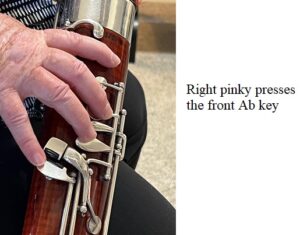right pinky pressing front A-flat key
