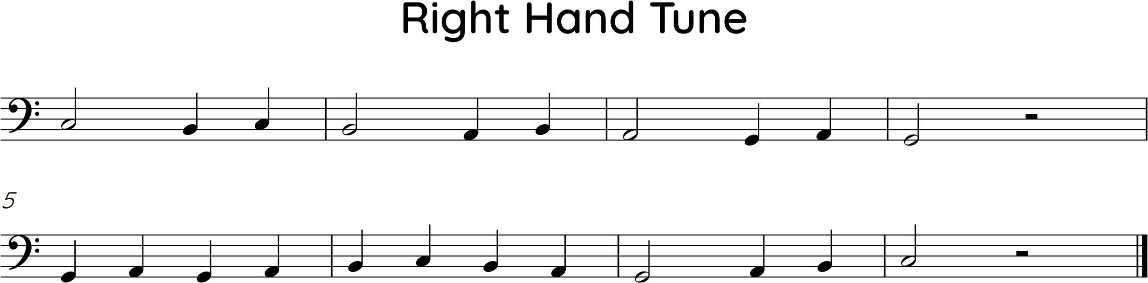 tune using C2 down to G1, half notes and quarter notes