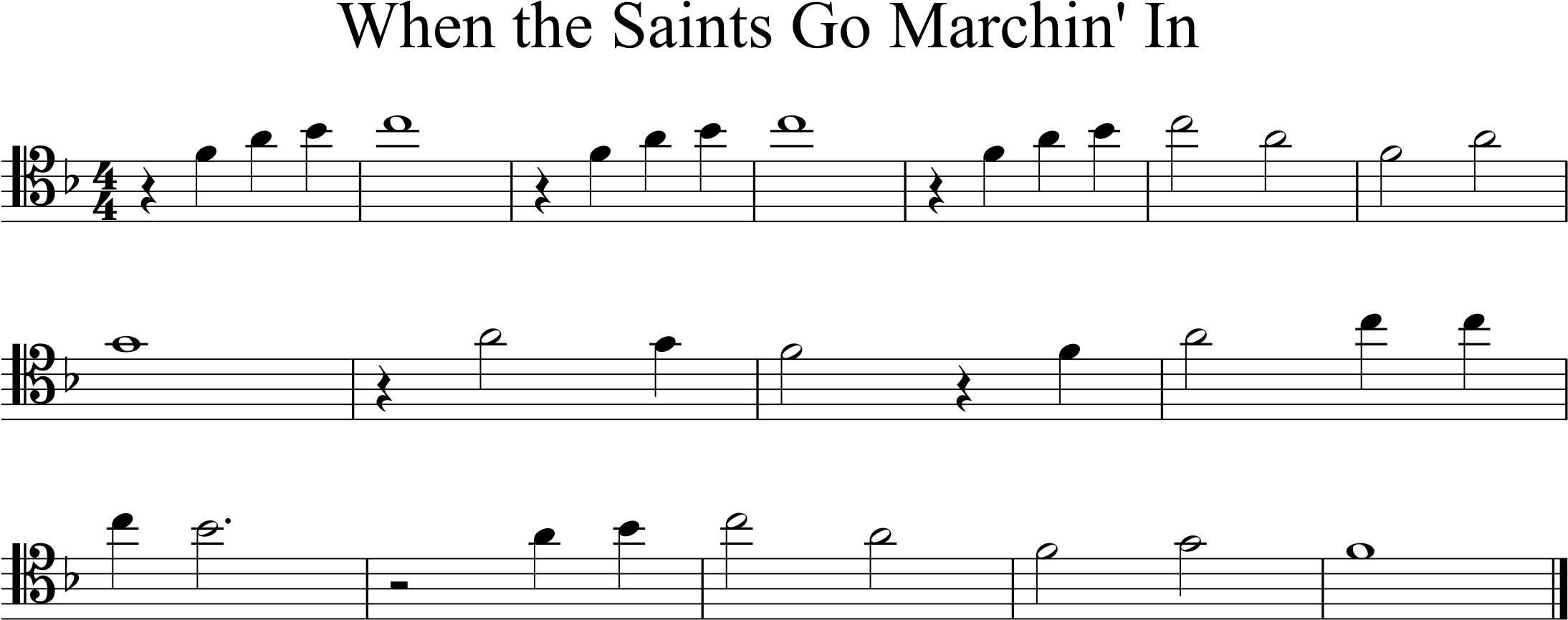 key F major, range F3 to C4