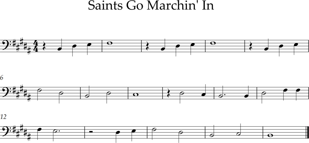 tune in B major, range B2 to Fsharp2