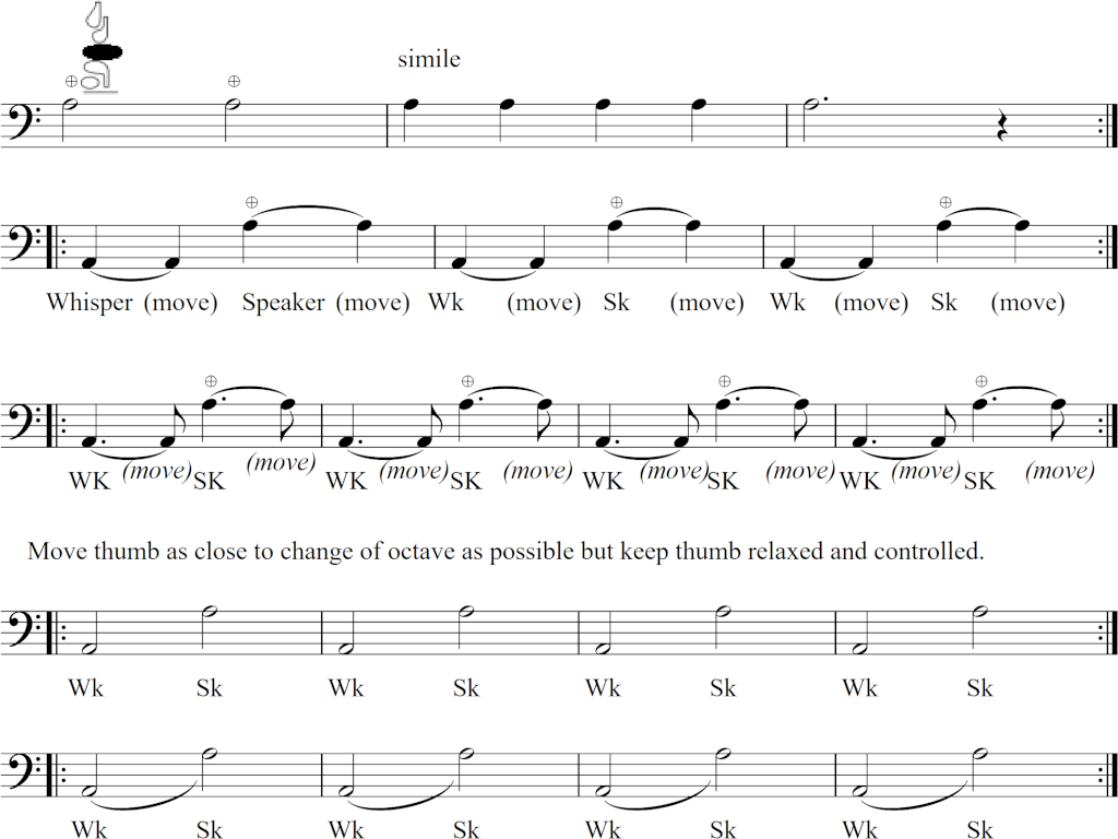 exercise moving thumb from whisper key to high A key