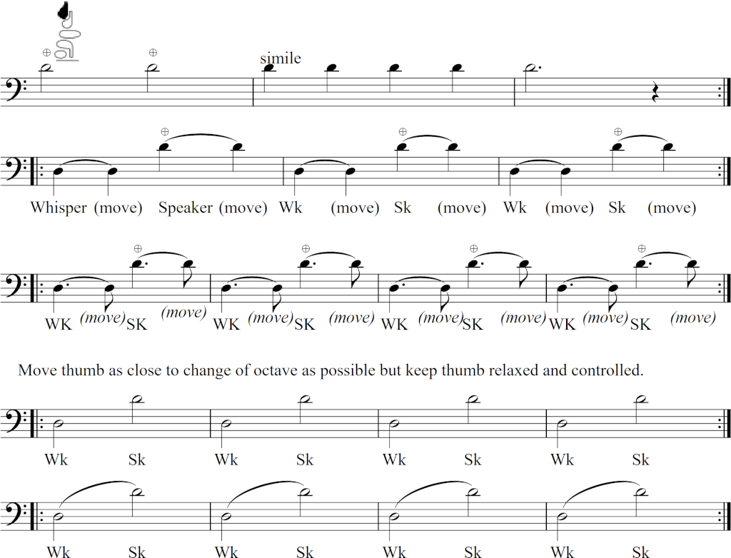 octave practice between middle and upper D