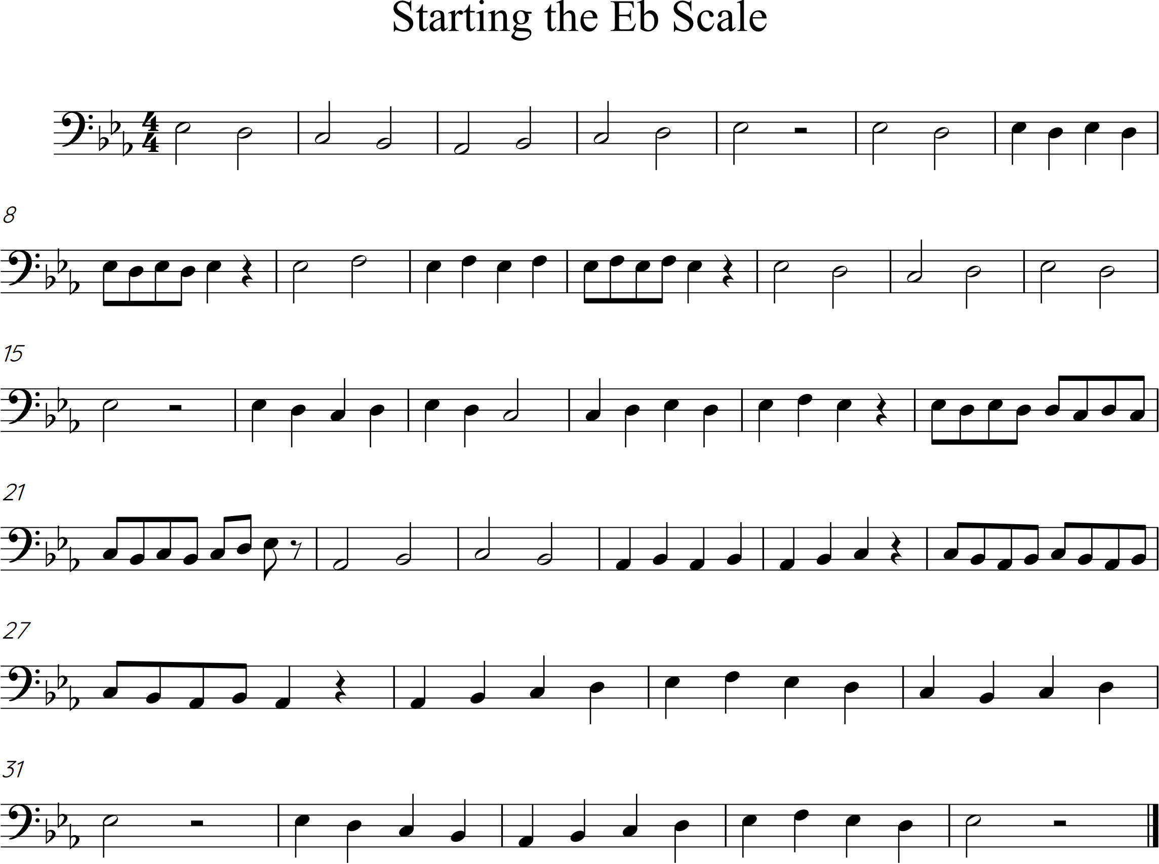 35 bar exercise, key of A-flat, range low A-flat to middle E-flat