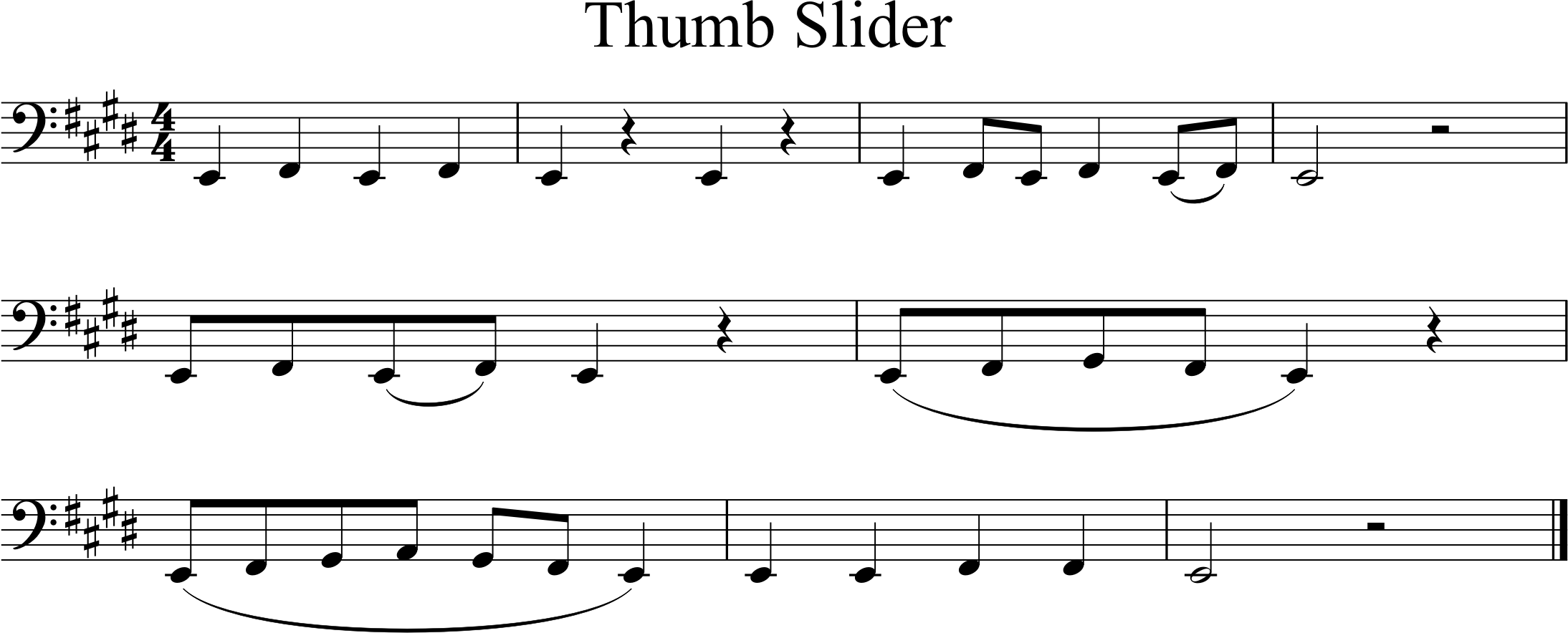 repetitive tune using low E, F sharp, G sharp, and A.