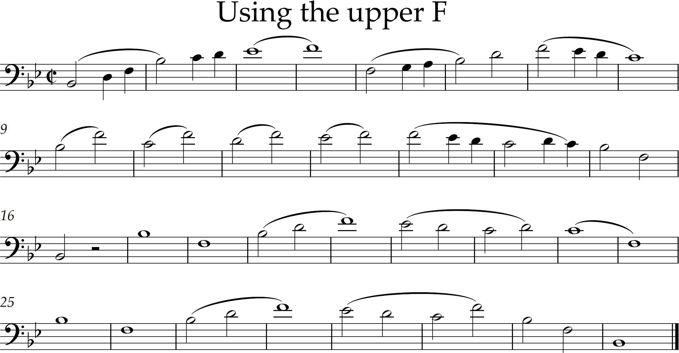etude Using the upper F with range middle B flat to upper F