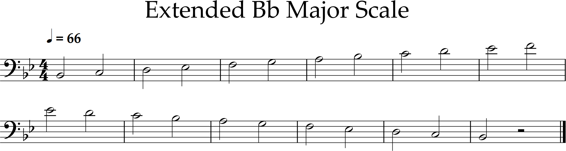 Bb major scale middle B flat up to upper F