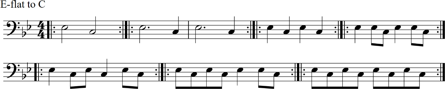 7 practice patterns E-flat to C2