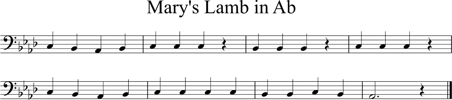 tune Mary Had a Little Lamb in Ab major - starting on C2