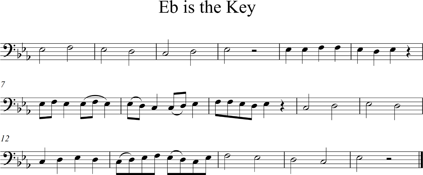 16 bar exercise playing from C2 through F2 focus on middle Eb