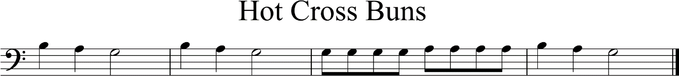 tune Hot Cross Buns starting on upper B