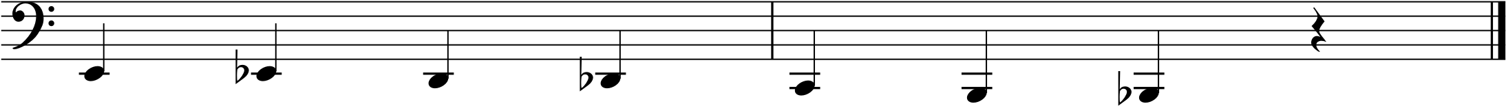 low E chromatically down to low B-flat