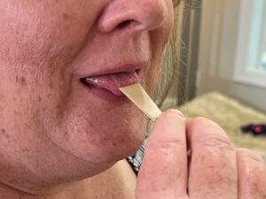 where the tongue touches the reed to articulate