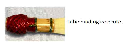 wrap or binding on tube is secure