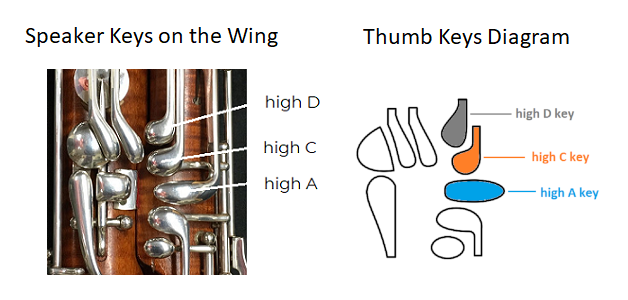 speaker keys located on the wing joint and key diagram